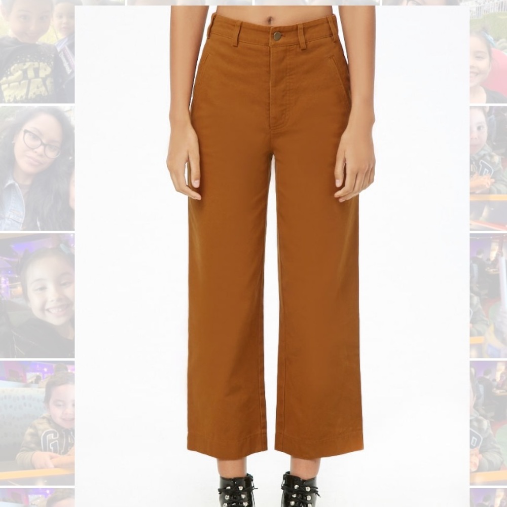 Rust cropped wide leg pants